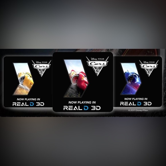 Disney Pixar CARS 3 Real D 3D Collectible Lapel Pins AMC Stubs Member Exclusive - Picture 1 of 3
